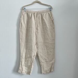 Lulu B Pants Women L Beige Cropped Pull On Classic Casual Beachy Vacation